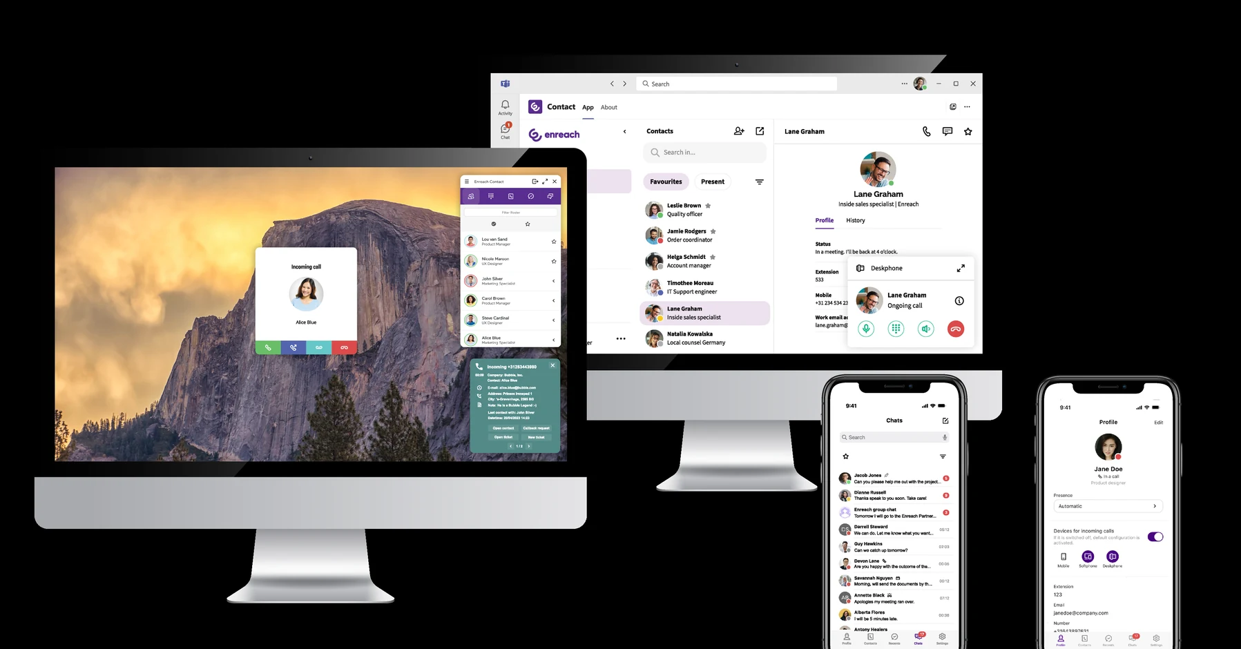 Enreach Contact App Suite met zakelijke telefonie in Teams, browser, desktop en mobiele app
